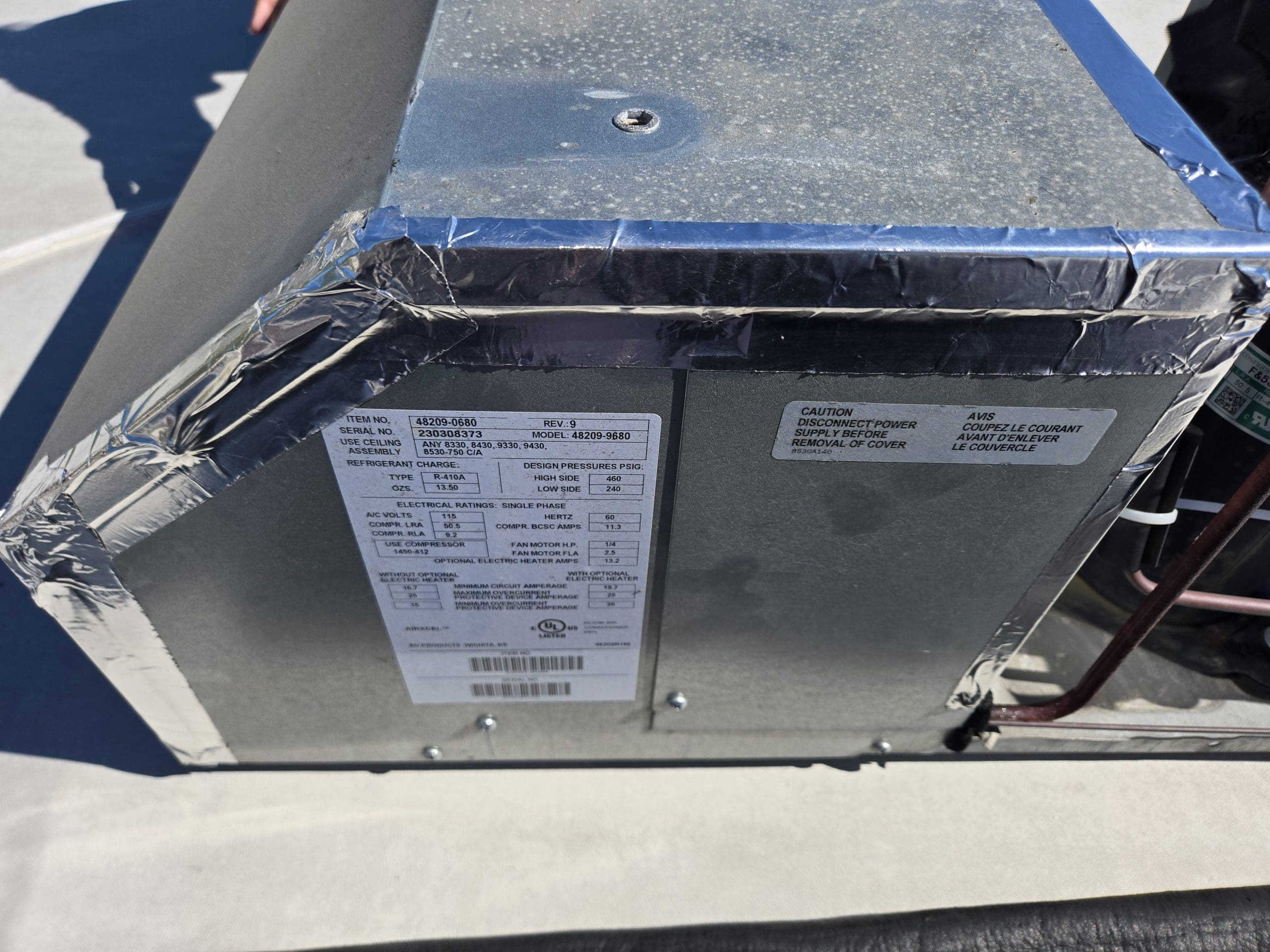 A properly sealed up AC evaporator cover